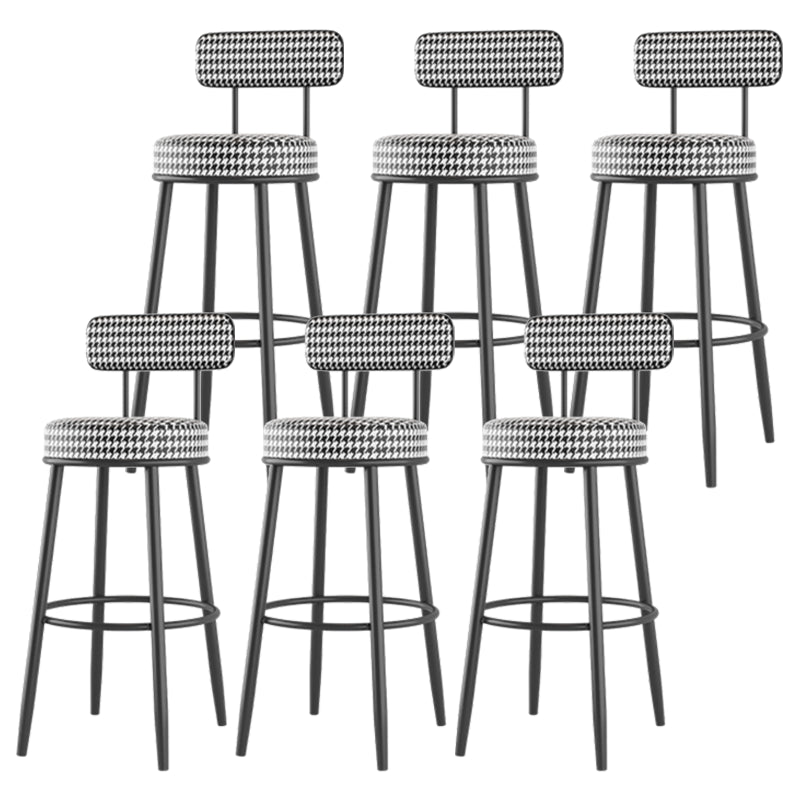 Modern Backrest Armless Counter Stool Iron Cafe Bar Stool with Cushion and Pedal Black White 6 Piece Set Clearhalo 'Bar Furniture' 'Bar Stools' 'bar_stools' 'furn' 'furn_bar_stools' 'Furniture' 'furniture_bar_stools' 'Kitchen & Dining Furniture' 5061693