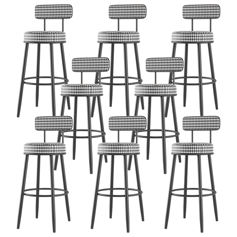 Modern Backrest Armless Counter Stool Iron Cafe Bar Stool with Cushion and Pedal Black White 8 Piece Set Clearhalo 'Bar Furniture' 'Bar Stools' 'bar_stools' 'furn' 'furn_bar_stools' 'Furniture' 'furniture_bar_stools' 'Kitchen & Dining Furniture' 5061694