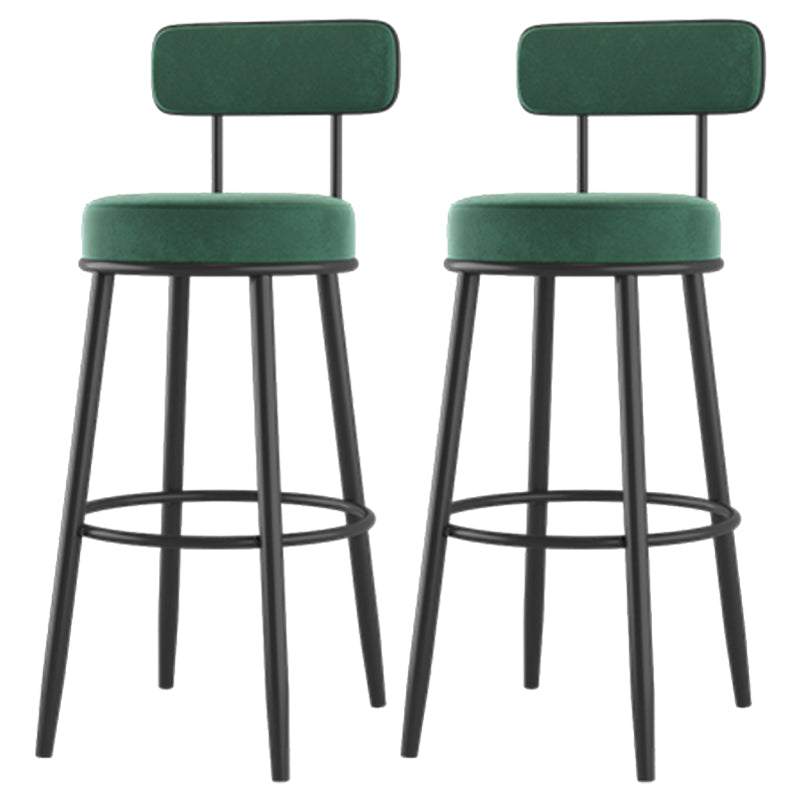 Modern Backrest Armless Counter Stool Iron Cafe Bar Stool with Cushion and Pedal Blackish Green 2 Piece Set Clearhalo 'Bar Furniture' 'Bar Stools' 'bar_stools' 'furn' 'furn_bar_stools' 'Furniture' 'furniture_bar_stools' 'Kitchen & Dining Furniture' 5061696