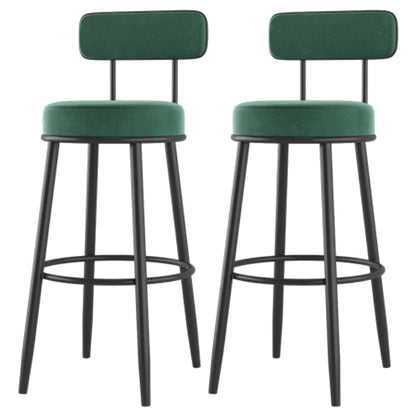 Modern Backrest Armless Counter Stool Iron Cafe Bar Stool with Cushion and Pedal Blackish Green 2 Piece Set Clearhalo 'Bar Furniture' 'Bar Stools' 'bar_stools' 'furn' 'furn_bar_stools' 'Furniture' 'furniture_bar_stools' 'Kitchen & Dining Furniture' 5061696
