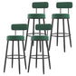Modern Backrest Armless Counter Stool Iron Cafe Bar Stool with Cushion and Pedal Blackish Green 4 Piece Set Clearhalo 'Bar Furniture' 'Bar Stools' 'bar_stools' 'furn' 'furn_bar_stools' 'Furniture' 'furniture_bar_stools' 'Kitchen & Dining Furniture' 5061698