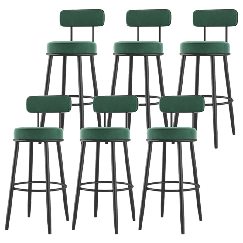 Modern Backrest Armless Counter Stool Iron Cafe Bar Stool with Cushion and Pedal Blackish Green 6 Piece Set Clearhalo 'Bar Furniture' 'Bar Stools' 'bar_stools' 'furn' 'furn_bar_stools' 'Furniture' 'furniture_bar_stools' 'Kitchen & Dining Furniture' 5061701