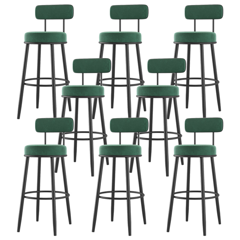 Modern Backrest Armless Counter Stool Iron Cafe Bar Stool with Cushion and Pedal Blackish Green 8 Piece Set Clearhalo 'Bar Furniture' 'Bar Stools' 'bar_stools' 'furn' 'furn_bar_stools' 'Furniture' 'furniture_bar_stools' 'Kitchen & Dining Furniture' 5061703