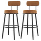 Modern Backrest Armless Counter Stool Iron Cafe Bar Stool with Cushion and Pedal Orange 2 Piece Set Clearhalo 'Bar Furniture' 'Bar Stools' 'bar_stools' 'furn' 'furn_bar_stools' 'Furniture' 'furniture_bar_stools' 'Kitchen & Dining Furniture' 5061704