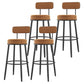 Modern Backrest Armless Counter Stool Iron Cafe Bar Stool with Cushion and Pedal Orange 4 Piece Set Clearhalo 'Bar Furniture' 'Bar Stools' 'bar_stools' 'furn' 'furn_bar_stools' 'Furniture' 'furniture_bar_stools' 'Kitchen & Dining Furniture' 5061707