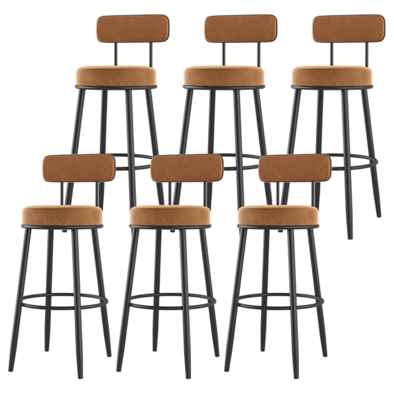 Modern Backrest Armless Counter Stool Iron Cafe Bar Stool with Cushion and Pedal Orange 6 Piece Set Clearhalo 'Bar Furniture' 'Bar Stools' 'bar_stools' 'furn' 'furn_bar_stools' 'Furniture' 'furniture_bar_stools' 'Kitchen & Dining Furniture' 5061708