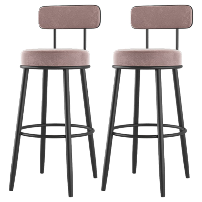 Modern Backrest Armless Counter Stool Iron Cafe Bar Stool with Cushion and Pedal Pink 2 Piece Set Clearhalo 'Bar Furniture' 'Bar Stools' 'bar_stools' 'furn' 'furn_bar_stools' 'Furniture' 'furniture_bar_stools' 'Kitchen & Dining Furniture' 5061710