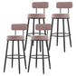 Modern Backrest Armless Counter Stool Iron Cafe Bar Stool with Cushion and Pedal Pink 4 Piece Set Clearhalo 'Bar Furniture' 'Bar Stools' 'bar_stools' 'furn' 'furn_bar_stools' 'Furniture' 'furniture_bar_stools' 'Kitchen & Dining Furniture' 5061711