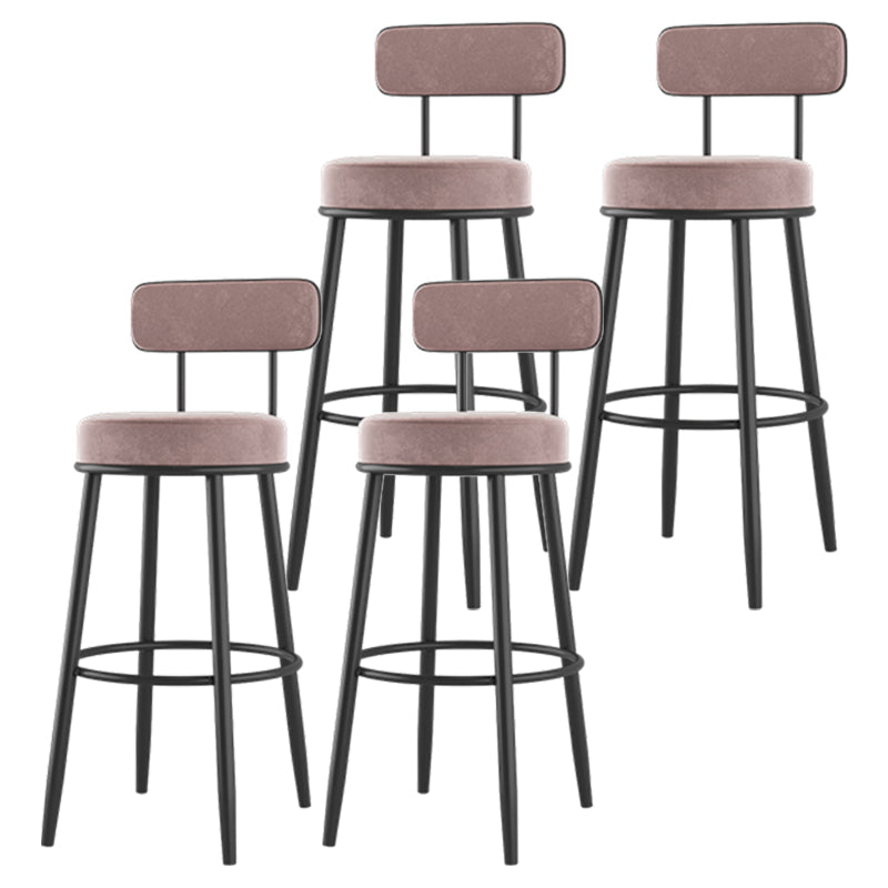 Modern Backrest Armless Counter Stool Iron Cafe Bar Stool with Cushion and Pedal Pink 4 Piece Set Clearhalo 'Bar Furniture' 'Bar Stools' 'bar_stools' 'furn' 'furn_bar_stools' 'Furniture' 'furniture_bar_stools' 'Kitchen & Dining Furniture' 5061711