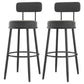 Modern Backrest Armless Counter Stool Iron Cafe Bar Stool with Cushion and Pedal Black 2 Piece Set Clearhalo 'Bar Furniture' 'Bar Stools' 'bar_stools' 'furn' 'furn_bar_stools' 'Furniture' 'furniture_bar_stools' 'Kitchen & Dining Furniture' 5061714
