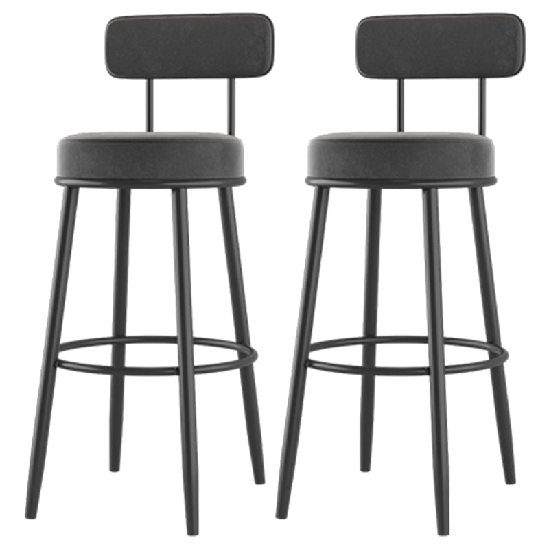 Modern Backrest Armless Counter Stool Iron Cafe Bar Stool with Cushion and Pedal Black 2 Piece Set Clearhalo 'Bar Furniture' 'Bar Stools' 'bar_stools' 'furn' 'furn_bar_stools' 'Furniture' 'furniture_bar_stools' 'Kitchen & Dining Furniture' 5061714