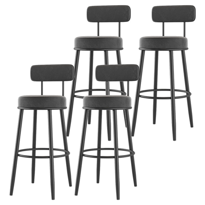 Modern Backrest Armless Counter Stool Iron Cafe Bar Stool with Cushion and Pedal Black 4 Piece Set Clearhalo 'Bar Furniture' 'Bar Stools' 'bar_stools' 'furn' 'furn_bar_stools' 'Furniture' 'furniture_bar_stools' 'Kitchen & Dining Furniture' 5061715