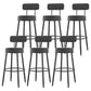 Modern Backrest Armless Counter Stool Iron Cafe Bar Stool with Cushion and Pedal Black 6 Piece Set Clearhalo 'Bar Furniture' 'Bar Stools' 'bar_stools' 'furn' 'furn_bar_stools' 'Furniture' 'furniture_bar_stools' 'Kitchen & Dining Furniture' 5061716