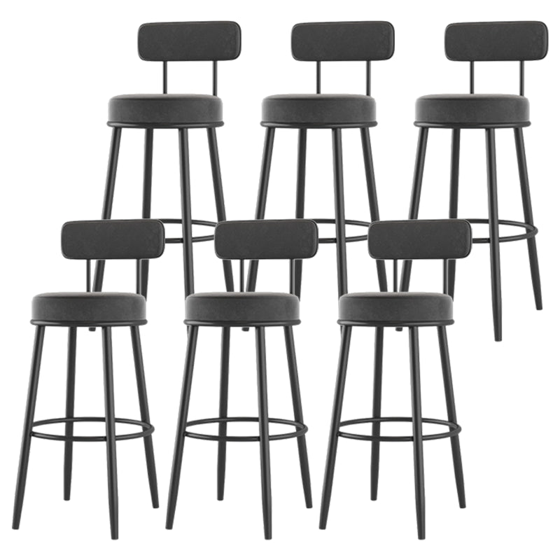 Modern Backrest Armless Counter Stool Iron Cafe Bar Stool with Cushion and Pedal Black 6 Piece Set Clearhalo 'Bar Furniture' 'Bar Stools' 'bar_stools' 'furn' 'furn_bar_stools' 'Furniture' 'furniture_bar_stools' 'Kitchen & Dining Furniture' 5061716
