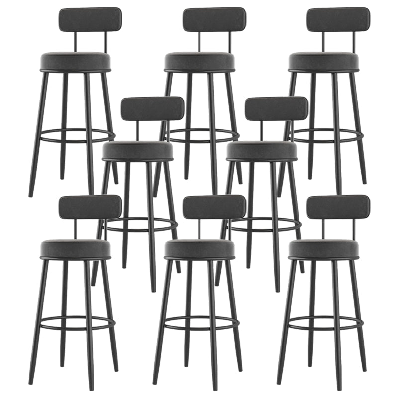 Modern Backrest Armless Counter Stool Iron Cafe Bar Stool with Cushion and Pedal Black 8 Piece Set Clearhalo 'Bar Furniture' 'Bar Stools' 'bar_stools' 'furn' 'furn_bar_stools' 'Furniture' 'furniture_bar_stools' 'Kitchen & Dining Furniture' 5061717