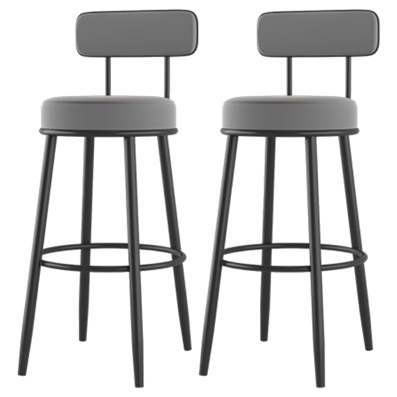 Modern Backrest Armless Counter Stool Iron Cafe Bar Stool with Cushion and Pedal Grey 2 Piece Set Clearhalo 'Bar Furniture' 'Bar Stools' 'bar_stools' 'furn' 'furn_bar_stools' 'Furniture' 'furniture_bar_stools' 'Kitchen & Dining Furniture' 5061718