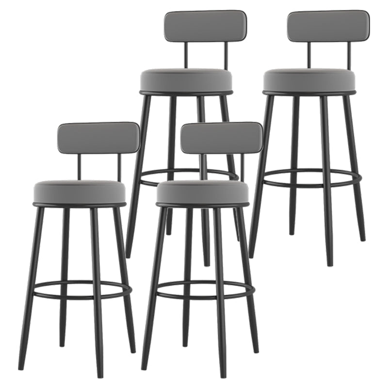 Modern Backrest Armless Counter Stool Iron Cafe Bar Stool with Cushion and Pedal Grey 4 Piece Set Clearhalo 'Bar Furniture' 'Bar Stools' 'bar_stools' 'furn' 'furn_bar_stools' 'Furniture' 'furniture_bar_stools' 'Kitchen & Dining Furniture' 5061719