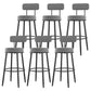 Modern Backrest Armless Counter Stool Iron Cafe Bar Stool with Cushion and Pedal Grey 6 Piece Set Clearhalo 'Bar Furniture' 'Bar Stools' 'bar_stools' 'furn' 'furn_bar_stools' 'Furniture' 'furniture_bar_stools' 'Kitchen & Dining Furniture' 5061720