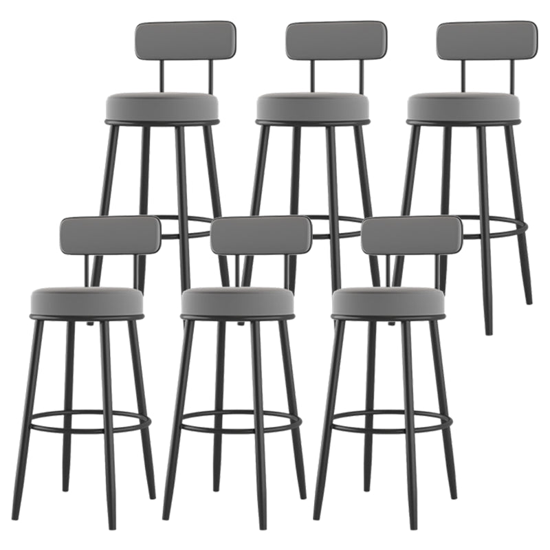 Modern Backrest Armless Counter Stool Iron Cafe Bar Stool with Cushion and Pedal Grey 6 Piece Set Clearhalo 'Bar Furniture' 'Bar Stools' 'bar_stools' 'furn' 'furn_bar_stools' 'Furniture' 'furniture_bar_stools' 'Kitchen & Dining Furniture' 5061720