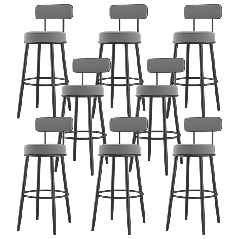 Modern Backrest Armless Counter Stool Iron Cafe Bar Stool with Cushion and Pedal Grey 8 Piece Set Clearhalo 'Bar Furniture' 'Bar Stools' 'bar_stools' 'furn' 'furn_bar_stools' 'Furniture' 'furniture_bar_stools' 'Kitchen & Dining Furniture' 5061721