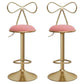 Glam Liftable Backrest Counter Stool Iron Kitchen Bar Stool with Velvet Cushion and Pedal Pink 2 Piece Set Clearhalo 'Bar Furniture' 'Bar Stools' 'bar_stools' 'furn' 'furn_bar_stools' 'Furniture' 'furniture_bar_stools' 'Kitchen & Dining Furniture' 5061725