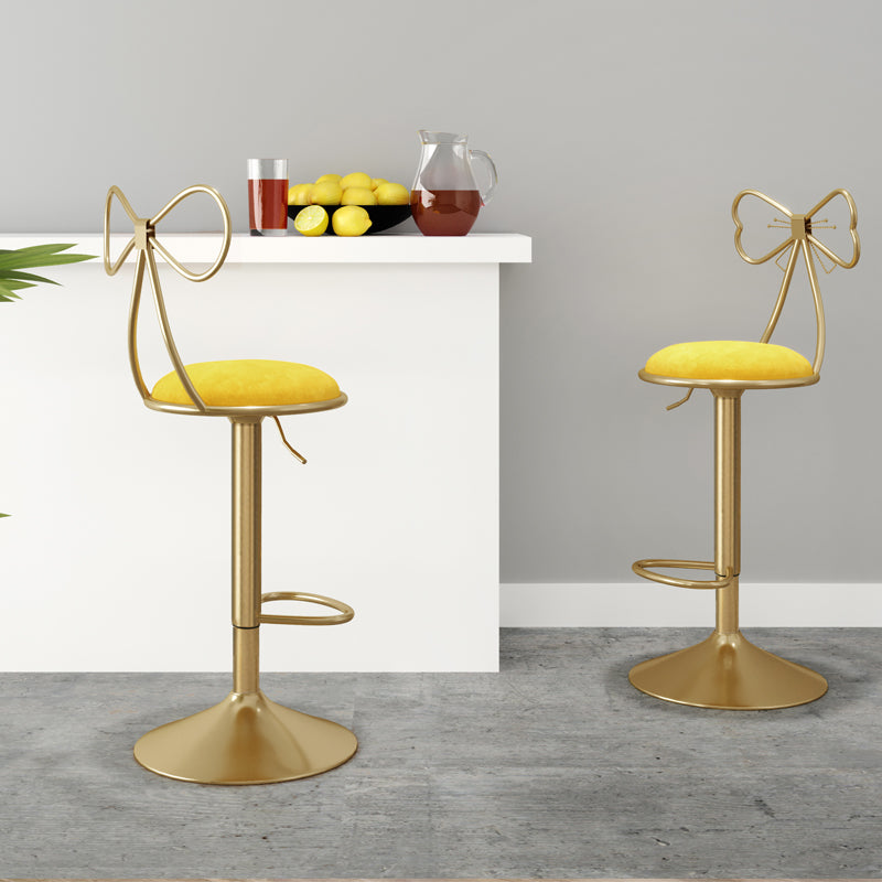Glam Liftable Backrest Counter Stool Iron Kitchen Bar Stool with Velvet Cushion and Pedal Clearhalo 'Bar Furniture' 'Bar Stools' 'bar_stools' 'furn' 'furn_bar_stools' 'Furniture' 'furniture_bar_stools' 'Kitchen & Dining Furniture' 5061726