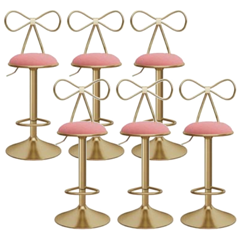 Glam Liftable Backrest Counter Stool Iron Kitchen Bar Stool with Velvet Cushion and Pedal Pink 6 Piece Set Clearhalo 'Bar Furniture' 'Bar Stools' 'bar_stools' 'furn' 'furn_bar_stools' 'Furniture' 'furniture_bar_stools' 'Kitchen & Dining Furniture' 5061728