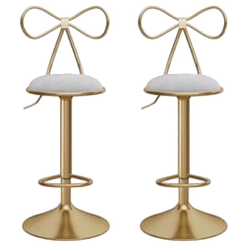Glam Liftable Backrest Counter Stool Iron Kitchen Bar Stool with Velvet Cushion and Pedal Grey 2 Piece Set Clearhalo 'Bar Furniture' 'Bar Stools' 'bar_stools' 'furn' 'furn_bar_stools' 'Furniture' 'furniture_bar_stools' 'Kitchen & Dining Furniture' 5061732