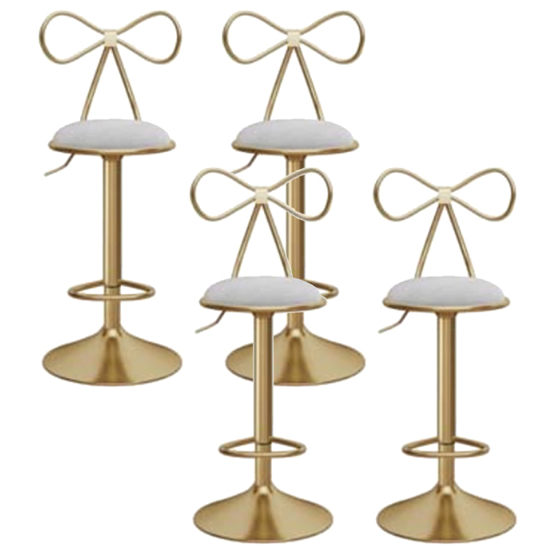 Glam Liftable Backrest Counter Stool Iron Kitchen Bar Stool with Velvet Cushion and Pedal Grey 4 Piece Set Clearhalo 'Bar Furniture' 'Bar Stools' 'bar_stools' 'furn' 'furn_bar_stools' 'Furniture' 'furniture_bar_stools' 'Kitchen & Dining Furniture' 5061735