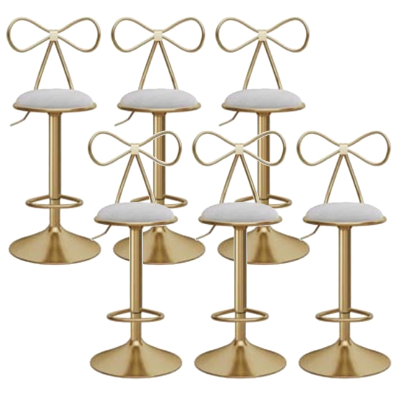 Glam Liftable Backrest Counter Stool Iron Kitchen Bar Stool with Velvet Cushion and Pedal Grey 6 Piece Set Clearhalo 'Bar Furniture' 'Bar Stools' 'bar_stools' 'furn' 'furn_bar_stools' 'Furniture' 'furniture_bar_stools' 'Kitchen & Dining Furniture' 5061737