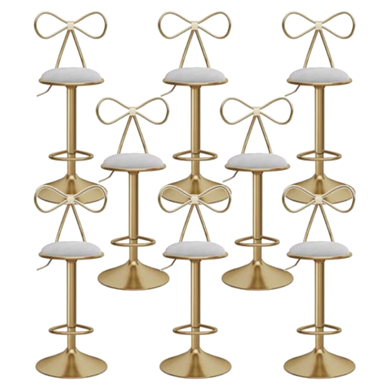 Glam Liftable Backrest Counter Stool Iron Kitchen Bar Stool with Velvet Cushion and Pedal Grey 8 Piece Set Clearhalo 'Bar Furniture' 'Bar Stools' 'bar_stools' 'furn' 'furn_bar_stools' 'Furniture' 'furniture_bar_stools' 'Kitchen & Dining Furniture' 5061739