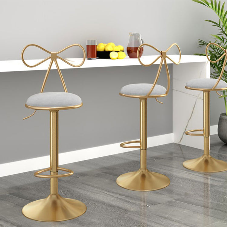 Glam Liftable Backrest Counter Stool Iron Kitchen Bar Stool with Velvet Cushion and Pedal Clearhalo 'Bar Furniture' 'Bar Stools' 'bar_stools' 'furn' 'furn_bar_stools' 'Furniture' 'furniture_bar_stools' 'Kitchen & Dining Furniture' 5061740