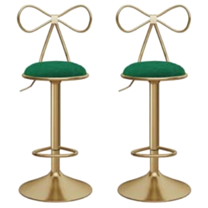 Glam Liftable Backrest Counter Stool Iron Kitchen Bar Stool with Velvet Cushion and Pedal Green 2 Piece Set Clearhalo 'Bar Furniture' 'Bar Stools' 'bar_stools' 'furn' 'furn_bar_stools' 'Furniture' 'furniture_bar_stools' 'Kitchen & Dining Furniture' 5061741
