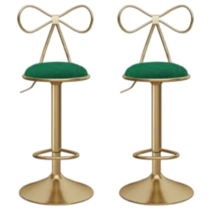 Glam Liftable Backrest Counter Stool Iron Kitchen Bar Stool with Velvet Cushion and Pedal Green 2 Piece Set Clearhalo 'Bar Furniture' 'Bar Stools' 'bar_stools' 'furn' 'furn_bar_stools' 'Furniture' 'furniture_bar_stools' 'Kitchen & Dining Furniture' 5061741