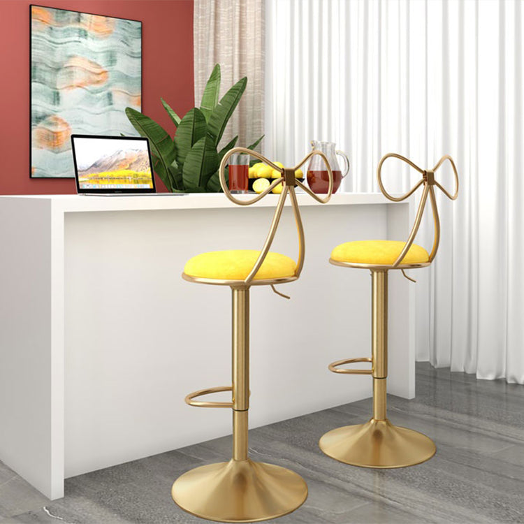 Glam Liftable Backrest Counter Stool Iron Kitchen Bar Stool with Velvet Cushion and Pedal Clearhalo 'Bar Furniture' 'Bar Stools' 'bar_stools' 'furn' 'furn_bar_stools' 'Furniture' 'furniture_bar_stools' 'Kitchen & Dining Furniture' 5061742
