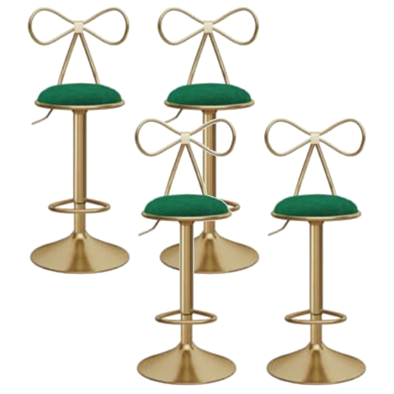 Glam Liftable Backrest Counter Stool Iron Kitchen Bar Stool with Velvet Cushion and Pedal Green 4 Piece Set Clearhalo 'Bar Furniture' 'Bar Stools' 'bar_stools' 'furn' 'furn_bar_stools' 'Furniture' 'furniture_bar_stools' 'Kitchen & Dining Furniture' 5061743