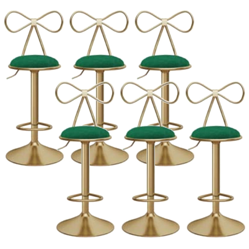Glam Liftable Backrest Counter Stool Iron Kitchen Bar Stool with Velvet Cushion and Pedal Green 6 Piece Set Clearhalo 'Bar Furniture' 'Bar Stools' 'bar_stools' 'furn' 'furn_bar_stools' 'Furniture' 'furniture_bar_stools' 'Kitchen & Dining Furniture' 5061745