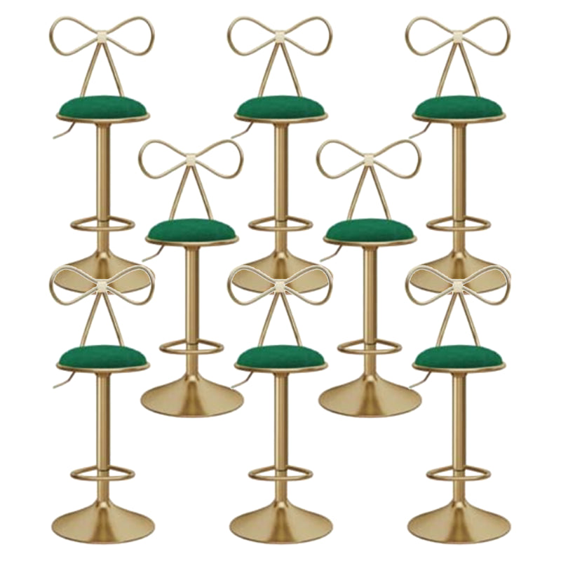 Glam Liftable Backrest Counter Stool Iron Kitchen Bar Stool with Velvet Cushion and Pedal Green 8 Piece Set Clearhalo 'Bar Furniture' 'Bar Stools' 'bar_stools' 'furn' 'furn_bar_stools' 'Furniture' 'furniture_bar_stools' 'Kitchen & Dining Furniture' 5061746