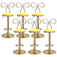 Glam Liftable Backrest Counter Stool Iron Kitchen Bar Stool with Velvet Cushion and Pedal Yellow 6 Piece Set Clearhalo 'Bar Furniture' 'Bar Stools' 'bar_stools' 'furn' 'furn_bar_stools' 'Furniture' 'furniture_bar_stools' 'Kitchen & Dining Furniture' 5061750