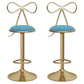 Glam Liftable Backrest Counter Stool Iron Kitchen Bar Stool with Velvet Cushion and Pedal Sky Blue 2 Piece Set Clearhalo 'Bar Furniture' 'Bar Stools' 'bar_stools' 'furn' 'furn_bar_stools' 'Furniture' 'furniture_bar_stools' 'Kitchen & Dining Furniture' 5061752