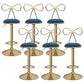 Glam Liftable Backrest Counter Stool Iron Kitchen Bar Stool with Velvet Cushion and Pedal Blue 6 Piece Set Clearhalo 'Bar Furniture' 'Bar Stools' 'bar_stools' 'furn' 'furn_bar_stools' 'Furniture' 'furniture_bar_stools' 'Kitchen & Dining Furniture' 5061758