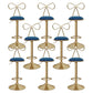 Glam Liftable Backrest Counter Stool Iron Kitchen Bar Stool with Velvet Cushion and Pedal Blue 8 Piece Set Clearhalo 'Bar Furniture' 'Bar Stools' 'bar_stools' 'furn' 'furn_bar_stools' 'Furniture' 'furniture_bar_stools' 'Kitchen & Dining Furniture' 5061759