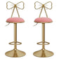 Glam Liftable Backrest Counter Stool Iron Kitchen Bar Stool with Velvet Cushion and Pedal Light Pink 2 Piece Set Clearhalo 'Bar Furniture' 'Bar Stools' 'bar_stools' 'furn' 'furn_bar_stools' 'Furniture' 'furniture_bar_stools' 'Kitchen & Dining Furniture' 5061760