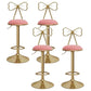 Glam Liftable Backrest Counter Stool Iron Kitchen Bar Stool with Velvet Cushion and Pedal Light Pink 4 Piece Set Clearhalo 'Bar Furniture' 'Bar Stools' 'bar_stools' 'furn' 'furn_bar_stools' 'Furniture' 'furniture_bar_stools' 'Kitchen & Dining Furniture' 5061761