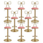 Glam Liftable Backrest Counter Stool Iron Kitchen Bar Stool with Velvet Cushion and Pedal Light Pink 8 Piece Set Clearhalo 'Bar Furniture' 'Bar Stools' 'bar_stools' 'furn' 'furn_bar_stools' 'Furniture' 'furniture_bar_stools' 'Kitchen & Dining Furniture' 5061763