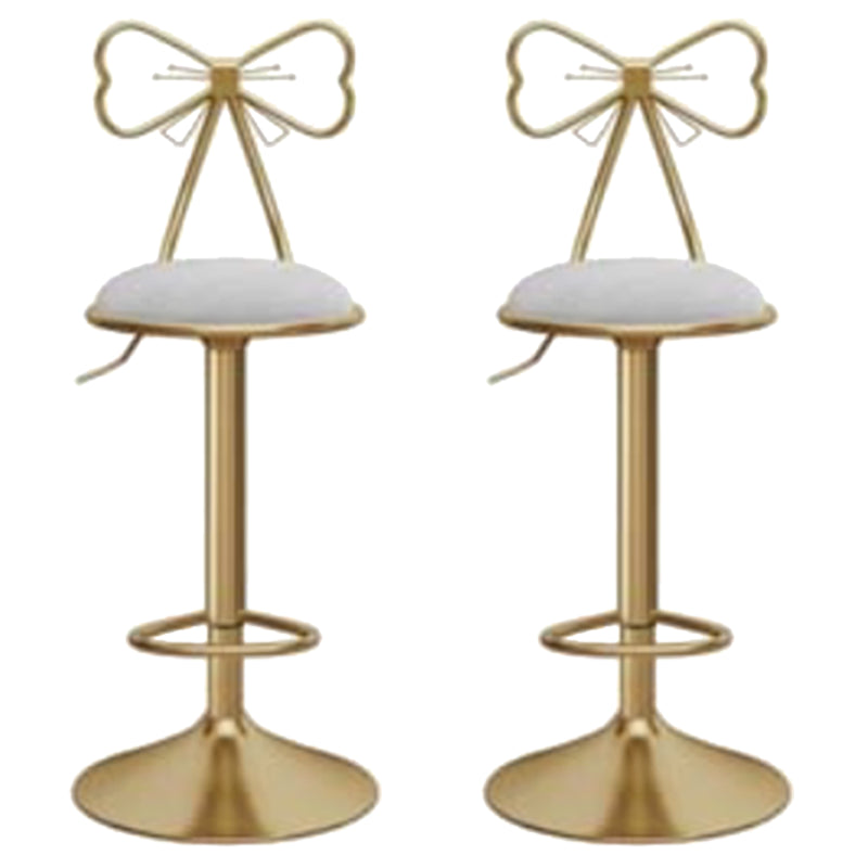 Glam Liftable Backrest Counter Stool Iron Kitchen Bar Stool with Velvet Cushion and Pedal Light Gray 2 Piece Set Clearhalo 'Bar Furniture' 'Bar Stools' 'bar_stools' 'furn' 'furn_bar_stools' 'Furniture' 'furniture_bar_stools' 'Kitchen & Dining Furniture' 5061764