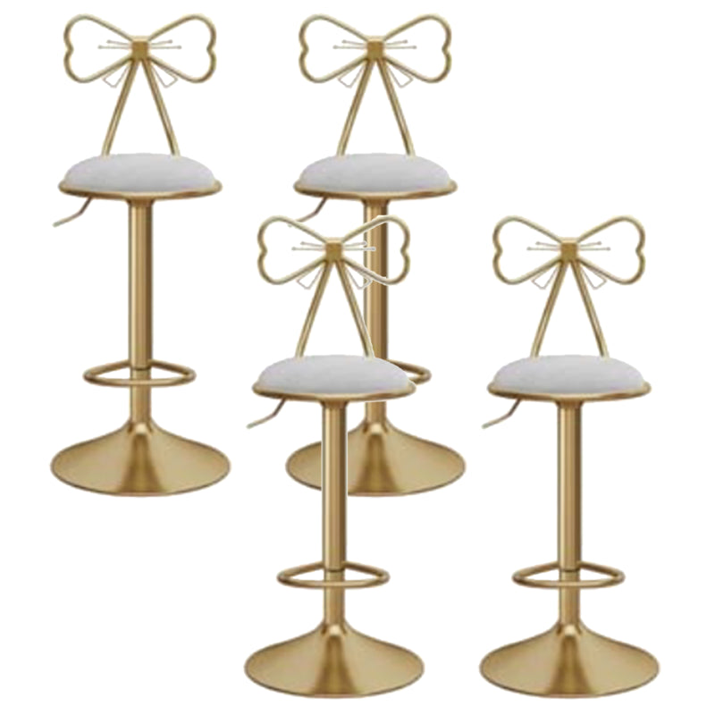 Glam Liftable Backrest Counter Stool Iron Kitchen Bar Stool with Velvet Cushion and Pedal Light Gray 4 Piece Set Clearhalo 'Bar Furniture' 'Bar Stools' 'bar_stools' 'furn' 'furn_bar_stools' 'Furniture' 'furniture_bar_stools' 'Kitchen & Dining Furniture' 5061765