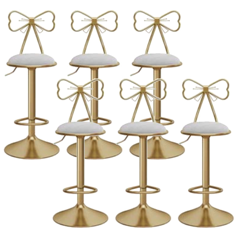 Glam Liftable Backrest Counter Stool Iron Kitchen Bar Stool with Velvet Cushion and Pedal Light Gray 6 Piece Set Clearhalo 'Bar Furniture' 'Bar Stools' 'bar_stools' 'furn' 'furn_bar_stools' 'Furniture' 'furniture_bar_stools' 'Kitchen & Dining Furniture' 5061766