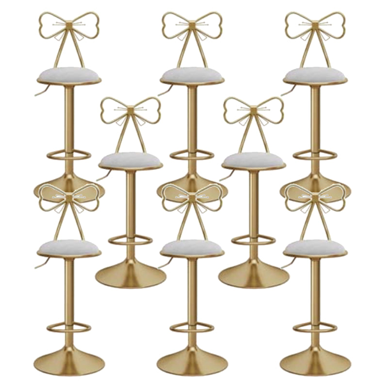 Glam Liftable Backrest Counter Stool Iron Kitchen Bar Stool with Velvet Cushion and Pedal Light Gray 8 Piece Set Clearhalo 'Bar Furniture' 'Bar Stools' 'bar_stools' 'furn' 'furn_bar_stools' 'Furniture' 'furniture_bar_stools' 'Kitchen & Dining Furniture' 5061767