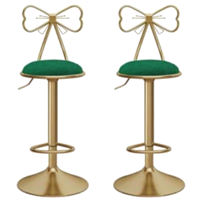 Glam Liftable Backrest Counter Stool Iron Kitchen Bar Stool with Velvet Cushion and Pedal Light Green 2 Piece Set Clearhalo 'Bar Furniture' 'Bar Stools' 'bar_stools' 'furn' 'furn_bar_stools' 'Furniture' 'furniture_bar_stools' 'Kitchen & Dining Furniture' 5061768